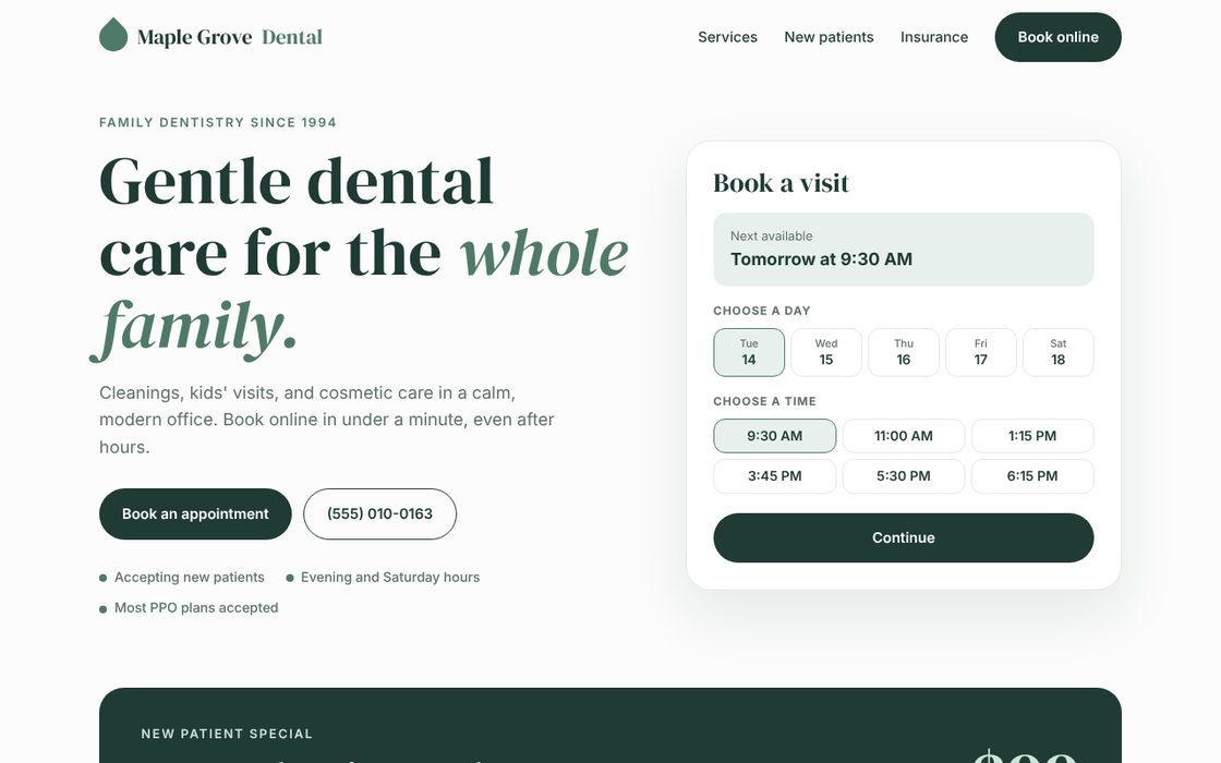 Maple Grove Family Dental refreshed website
