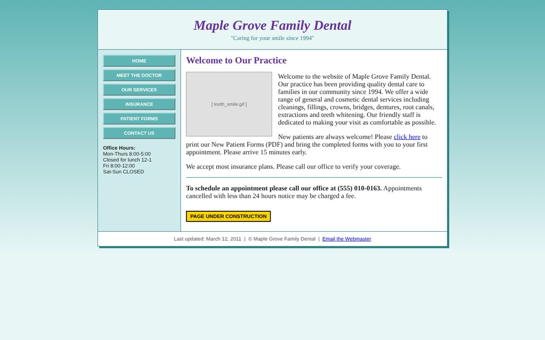 Maple Grove Family Dental old website